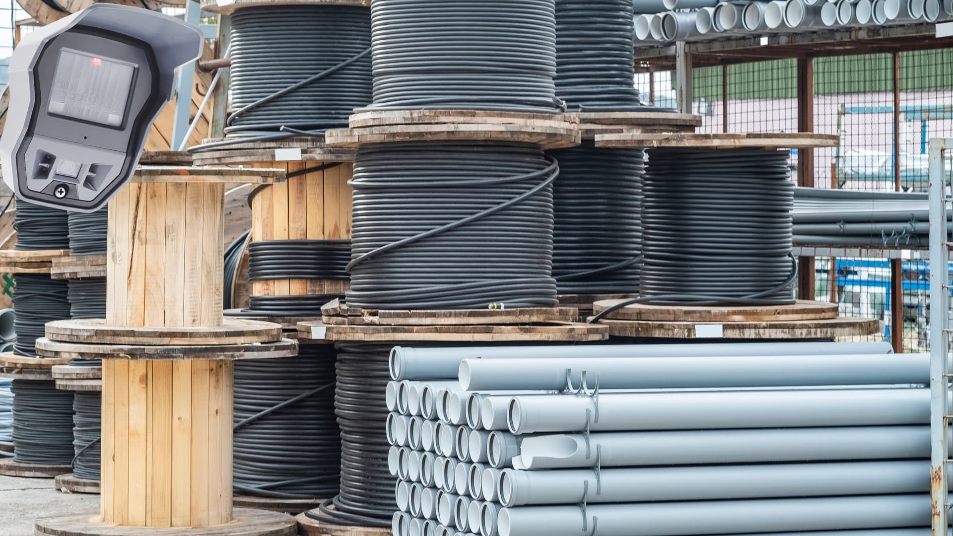 Wireless security camera system deployed at a temporary construction laydown yard